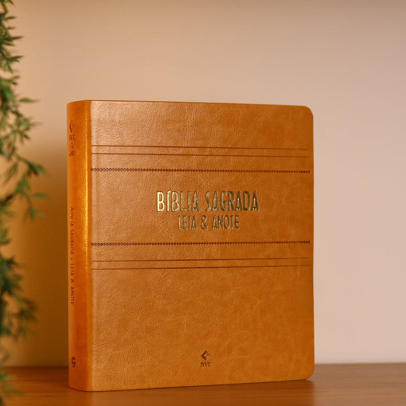 Bíblia NVT Leia e Anote | Letra Grande | Capa Caramelo