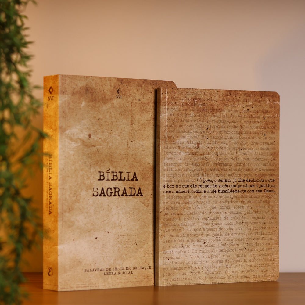 Kit Bíblia Evangelize | NVI | Miqueias 6 + Livro de Anotações