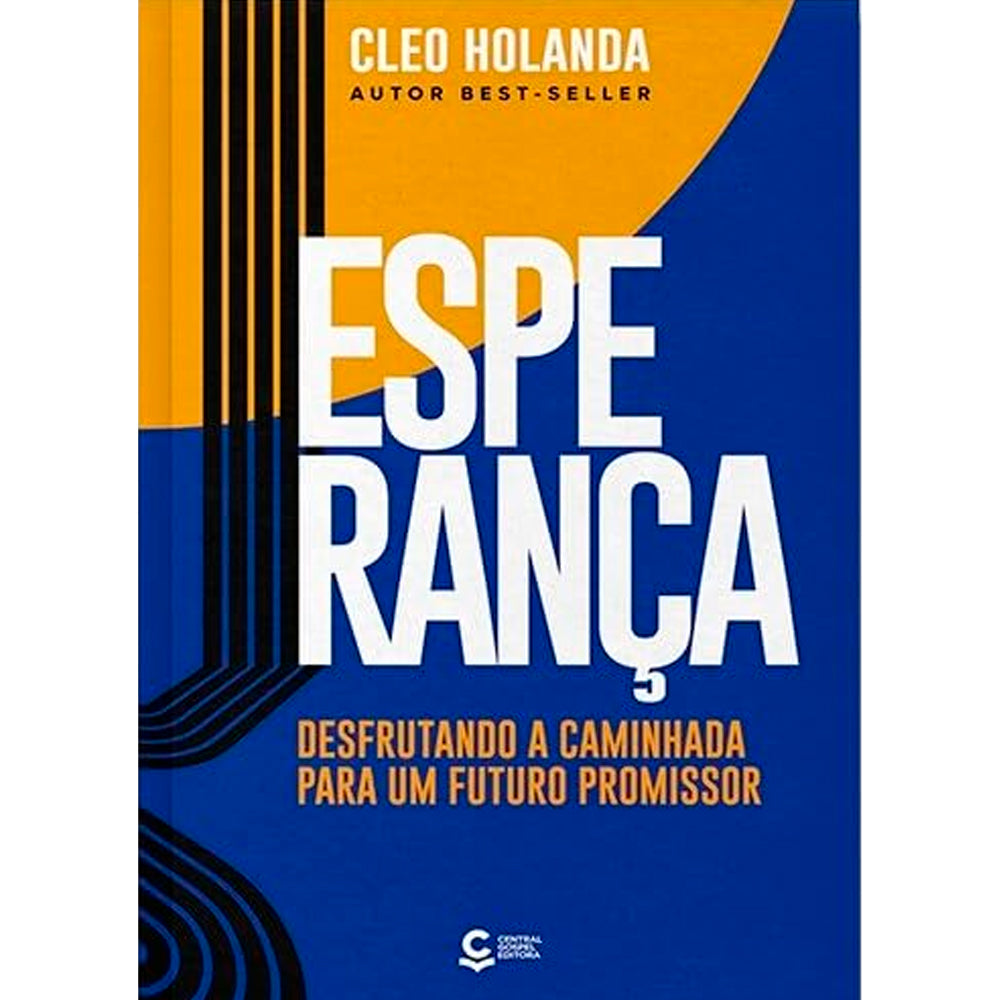 Capa do livro "Esperança" de Cleo Holanda, com design abstrato em azul, amarelo e preto. — Plenitude