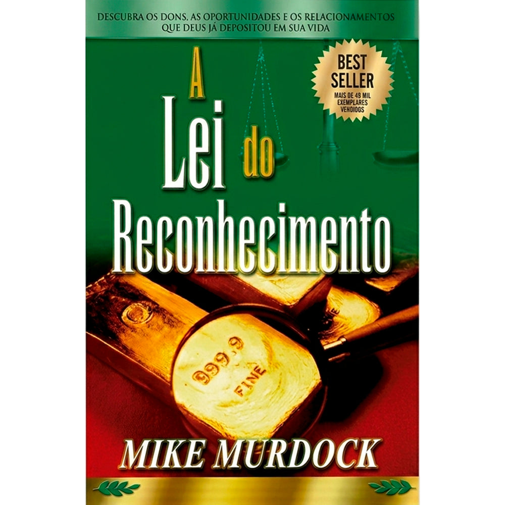Capa do livro "A Lei Do Reconhecimento" com barras de ouro e balança da justiça. — Plenitude