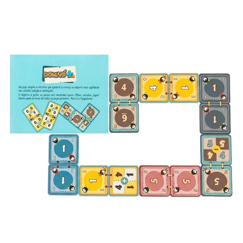 Dominó Smilinguido, jogo educativo com peças coloridas e números. — Plenitude