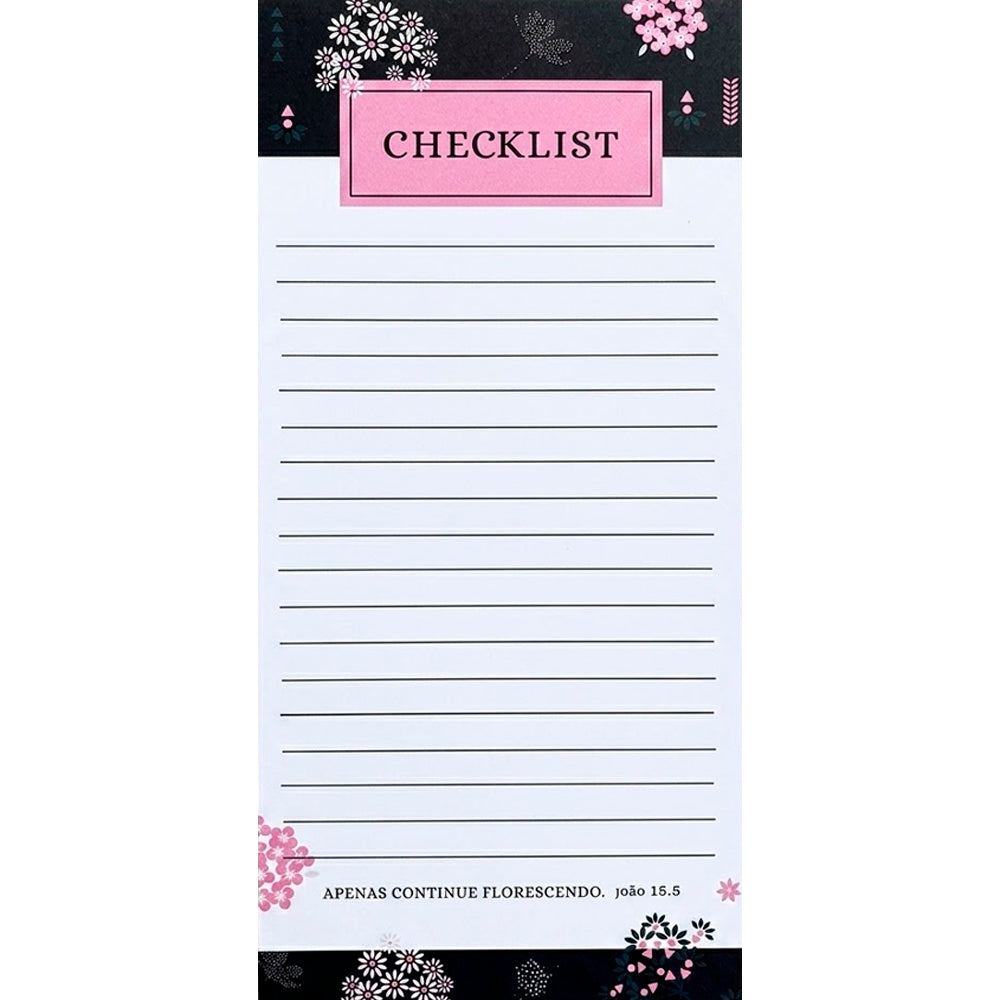 Bloco de Anotações Checklist | Flores Pretas