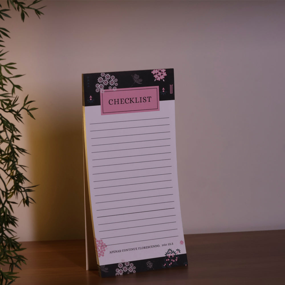 Bloco de Anotações Checklist | Flores Pretas