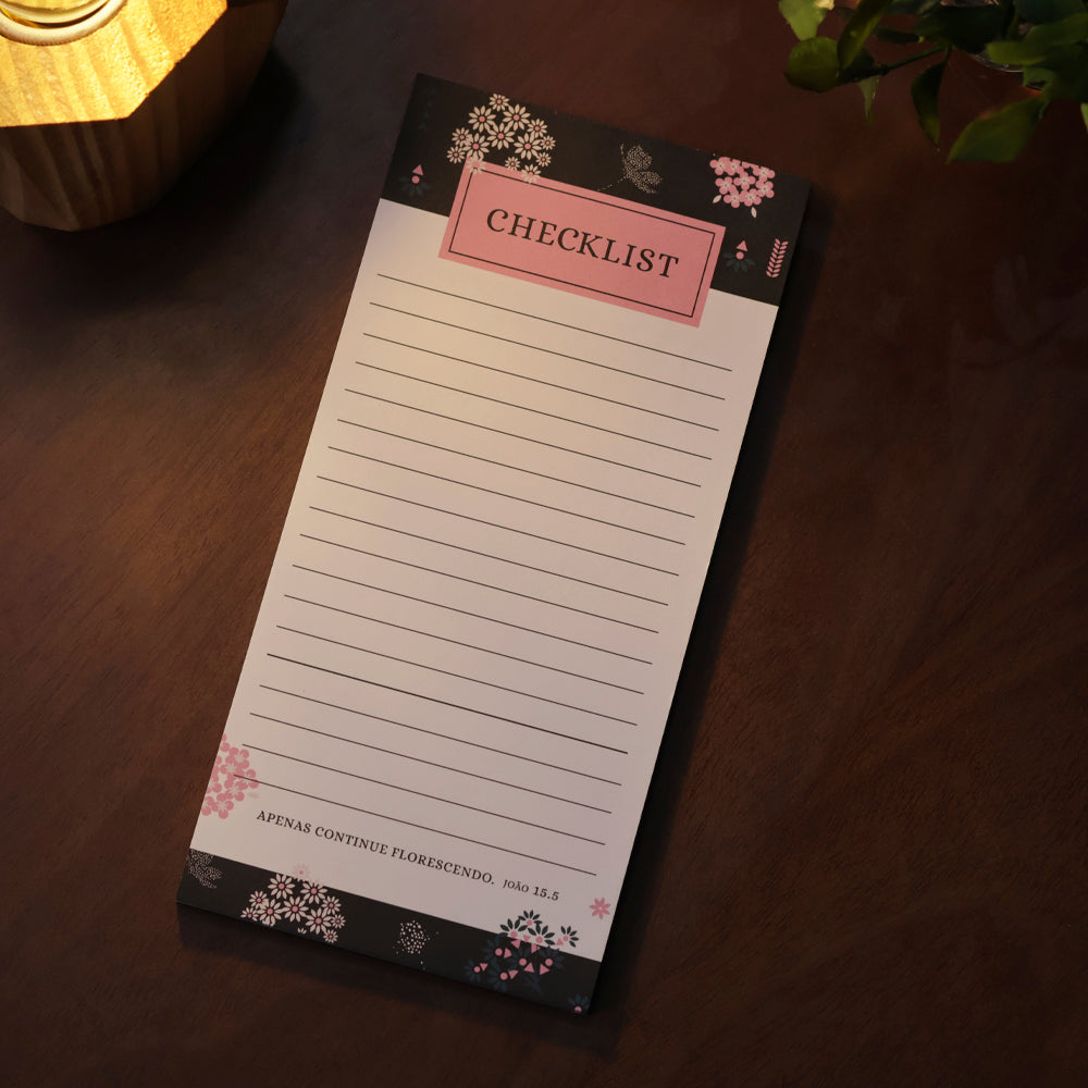 Bloco de Anotações Checklist | Flores Pretas