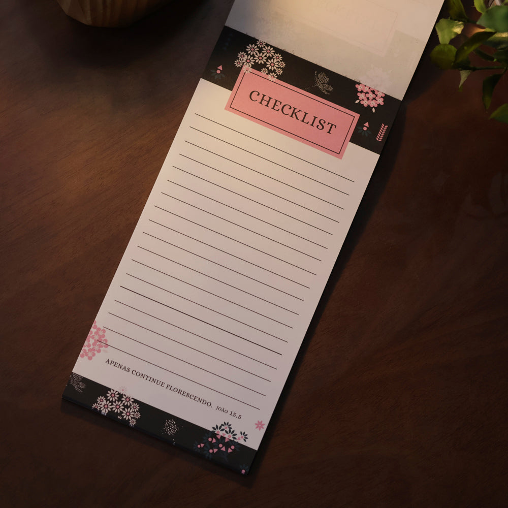 Bloco de Anotações Checklist | Flores Pretas