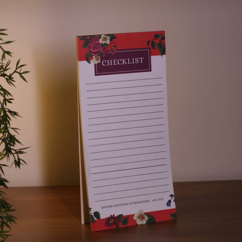 Bloco de Anotações Checklist | Flores Laranjas