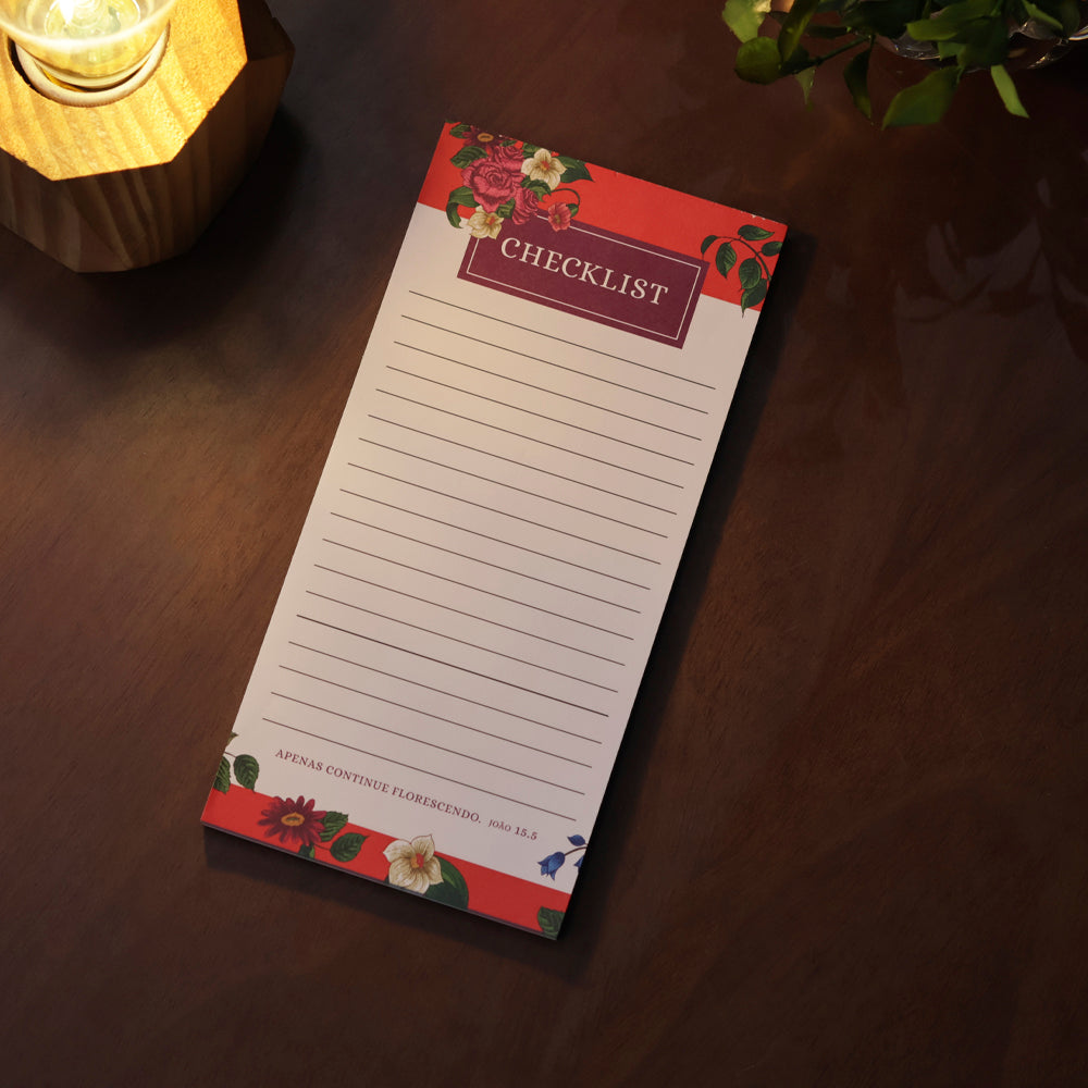 Bloco de Anotações Checklist | Flores Laranjas