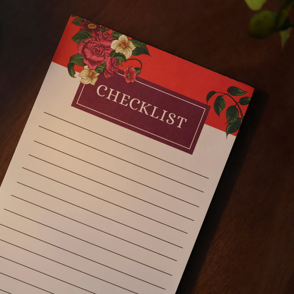 Bloco de Anotações Checklist | Flores Laranjas