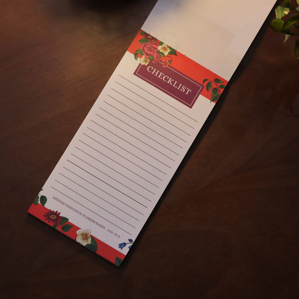 Bloco de Anotações Checklist | Flores Laranjas