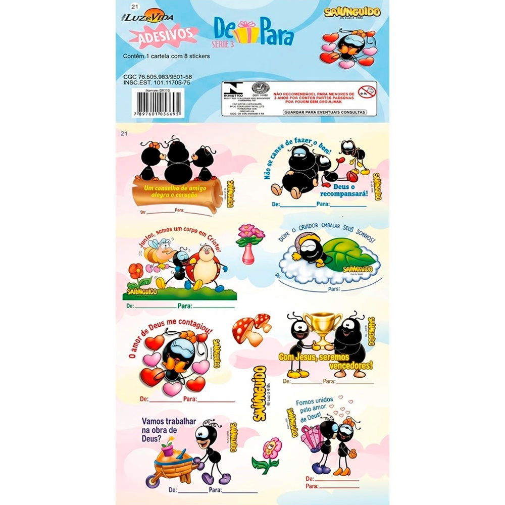 Cartela de Adesivos Stickers | Nº 21 | Smilinguido