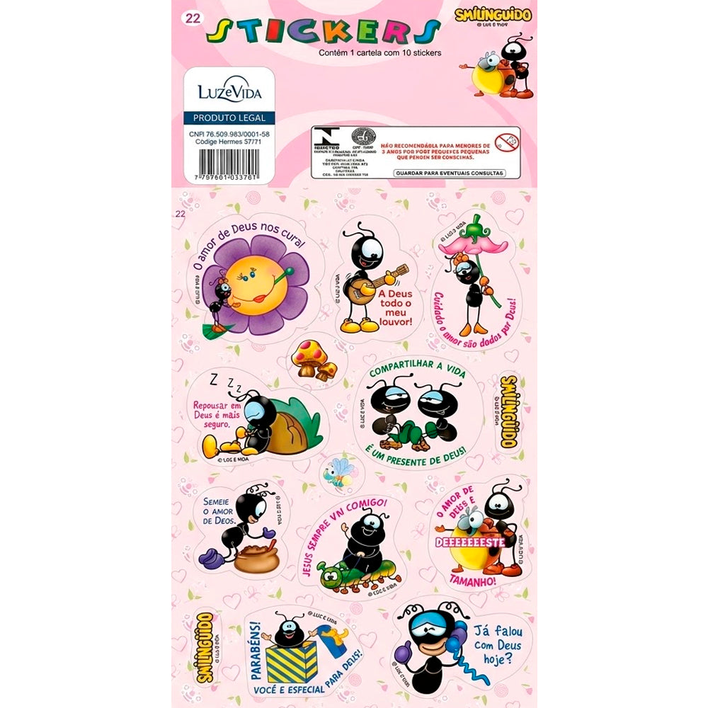 Cartela de Adesivos Stickers | Nº 22 | Smilinguido