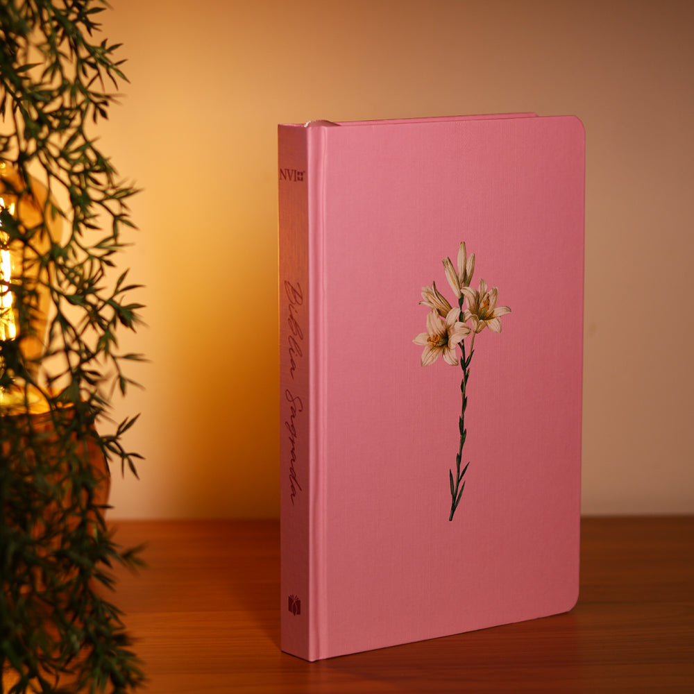 Bíblia Sagrada Lírios Rosa | NVI | Letra Maior | Capa Dura