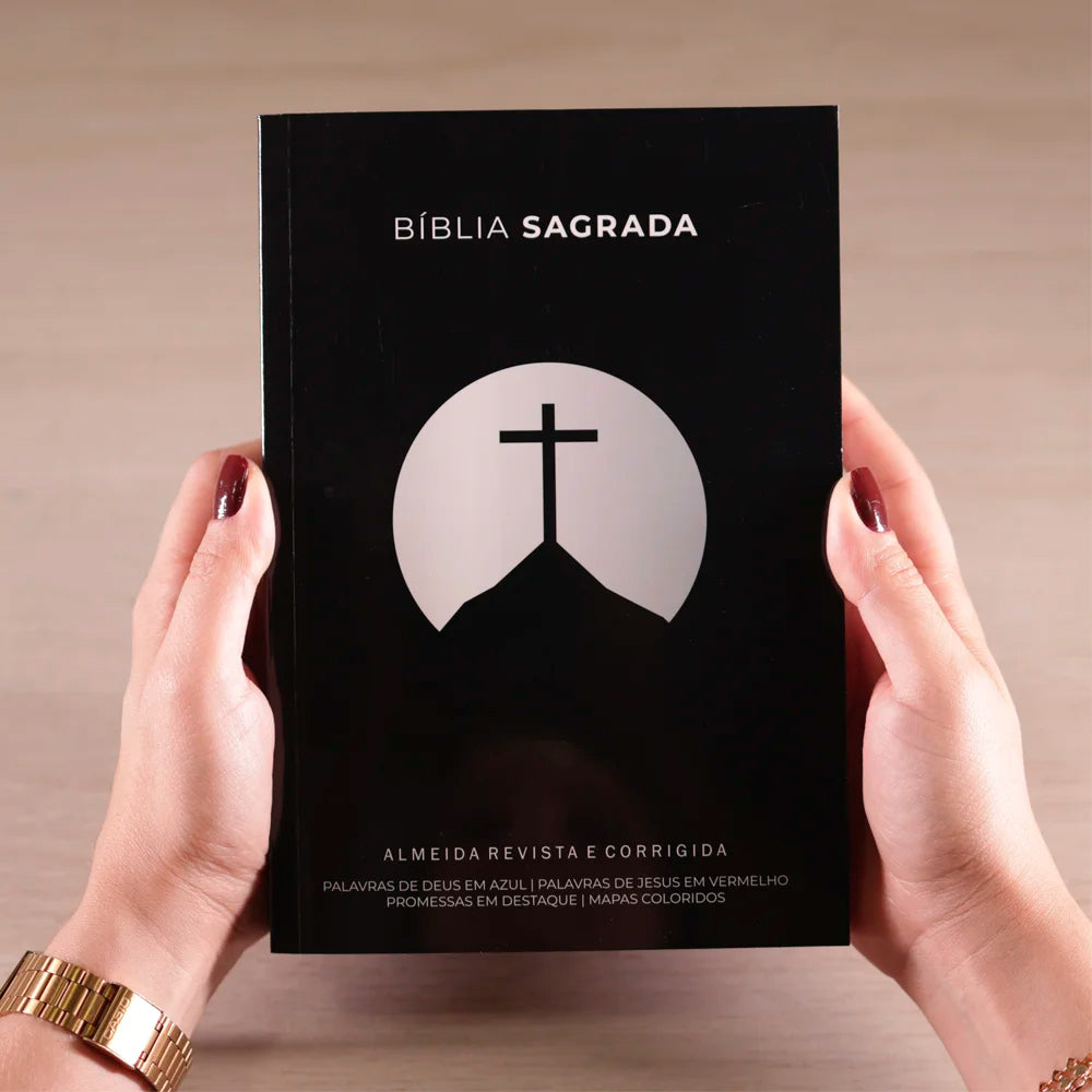 Bíblia Cruz Preta | ARC | Letra Maior | Harpa e Corinhos | Capa Brochura