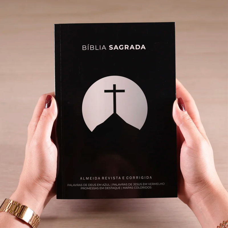 Bíblia Cruz Preta | ARC | Letra Maior | Harpa e Corinhos | Capa Brochura