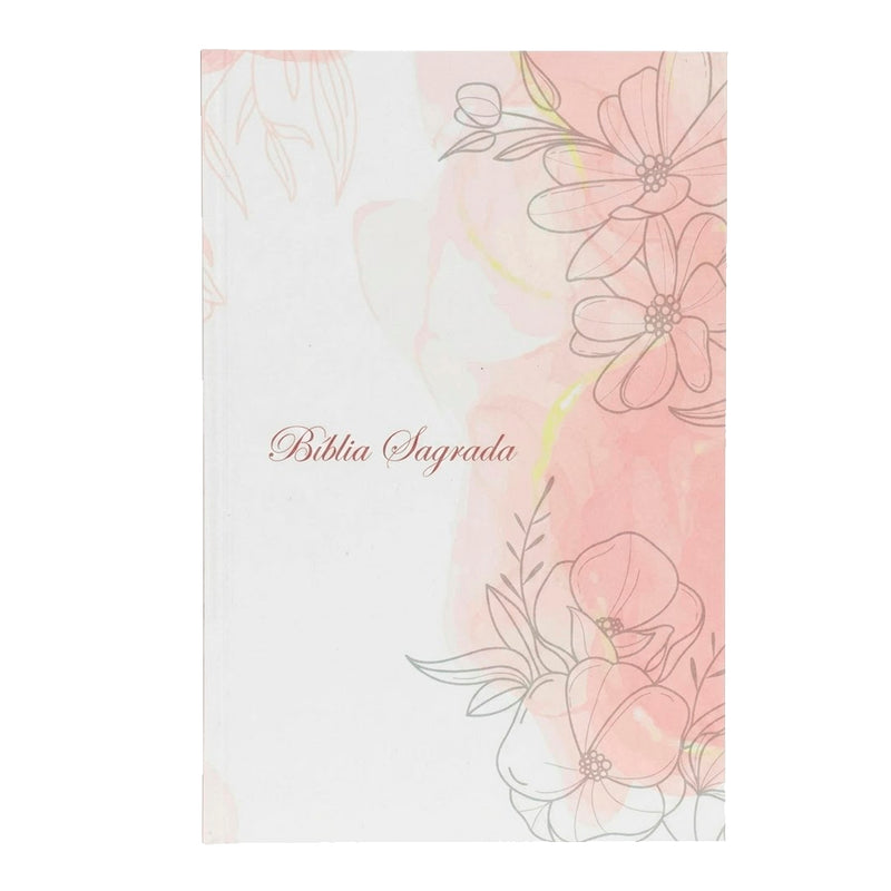 Bíblia Floral Rosa | ARC | Letra Maior | Harpa e Corinhos | Capa Brochura