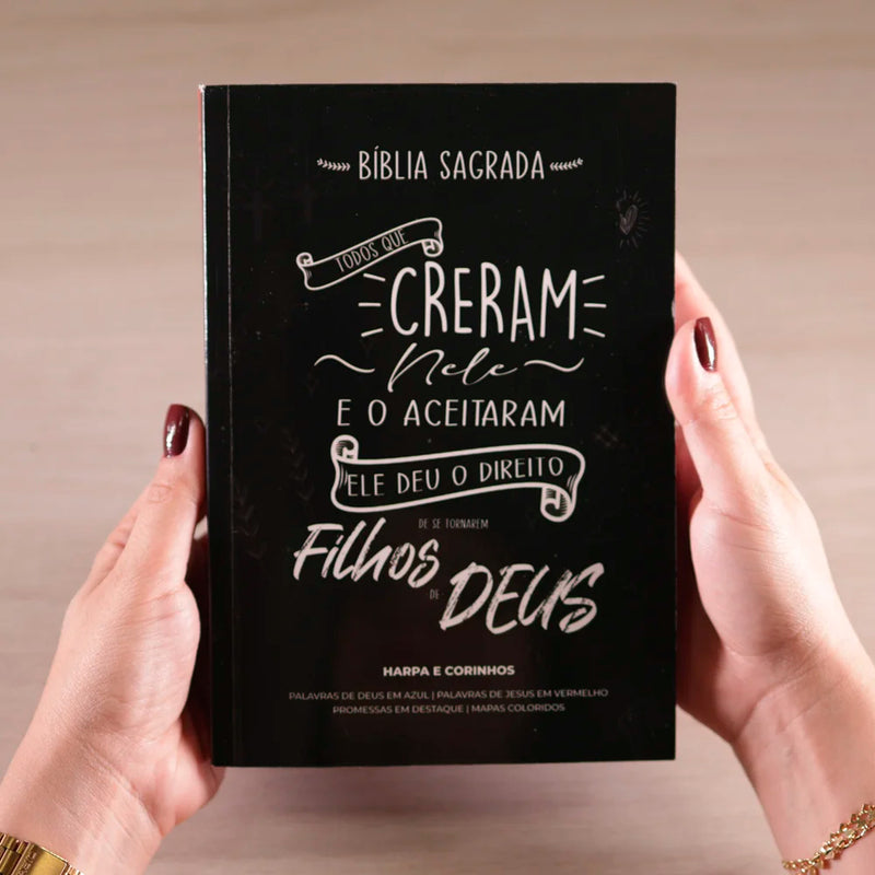 Bíblia Sagrada Creram Nele | ARC | Letra Maior | Harpa e Corinhos | Capa Brochura