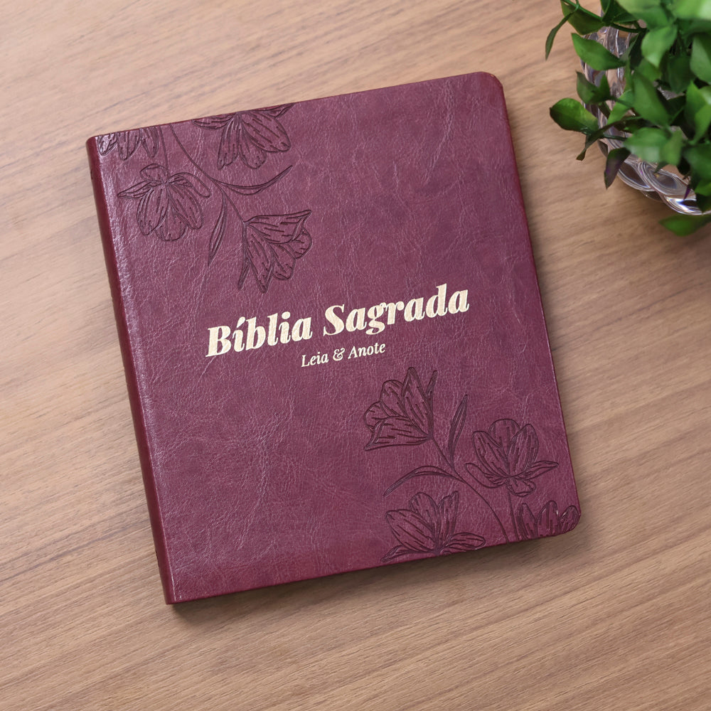 Bíblia Sagrada Jardim da Graça | Leia e Anote | NVI | Capa Luxo Vinho