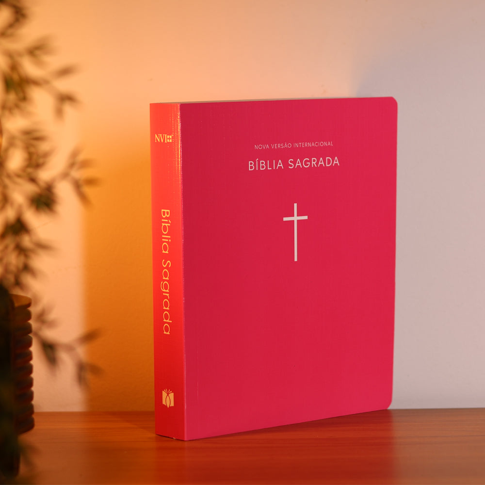 Bíblia Sagrada  | NVI | Capa Brochura Cruz Rosa