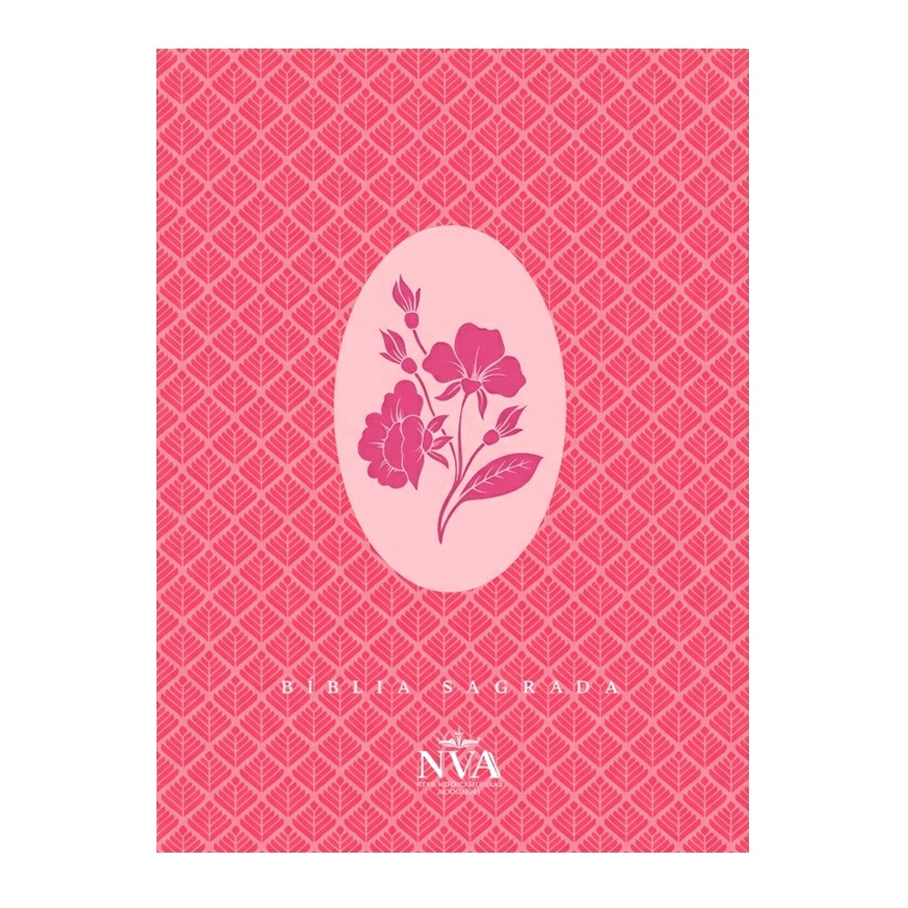 Bíblia Sagrada Arabesco Rosa Com Flor | NVA | Full Color | Capa Brochura