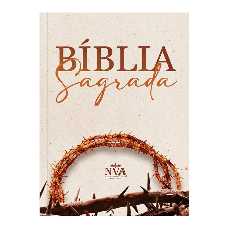 Bíblia Sagrada Espinhos, NVA, Full Color, Capa Brochura, com coroa de espinhos marrom. — Plenitude
