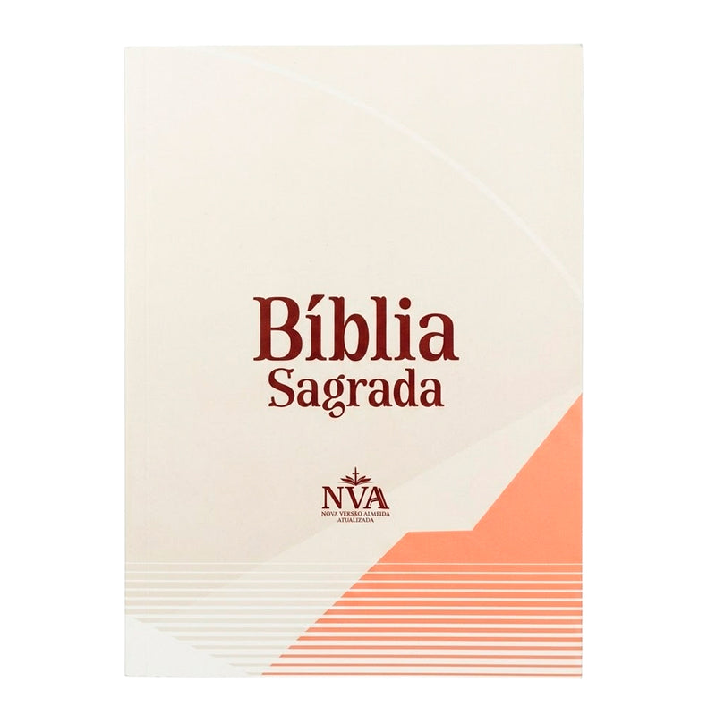 Bíblia Sagrada Minimalista, NVA, Full Color, Capa Brochura, com design simples em branco e laranja. — Plenitude