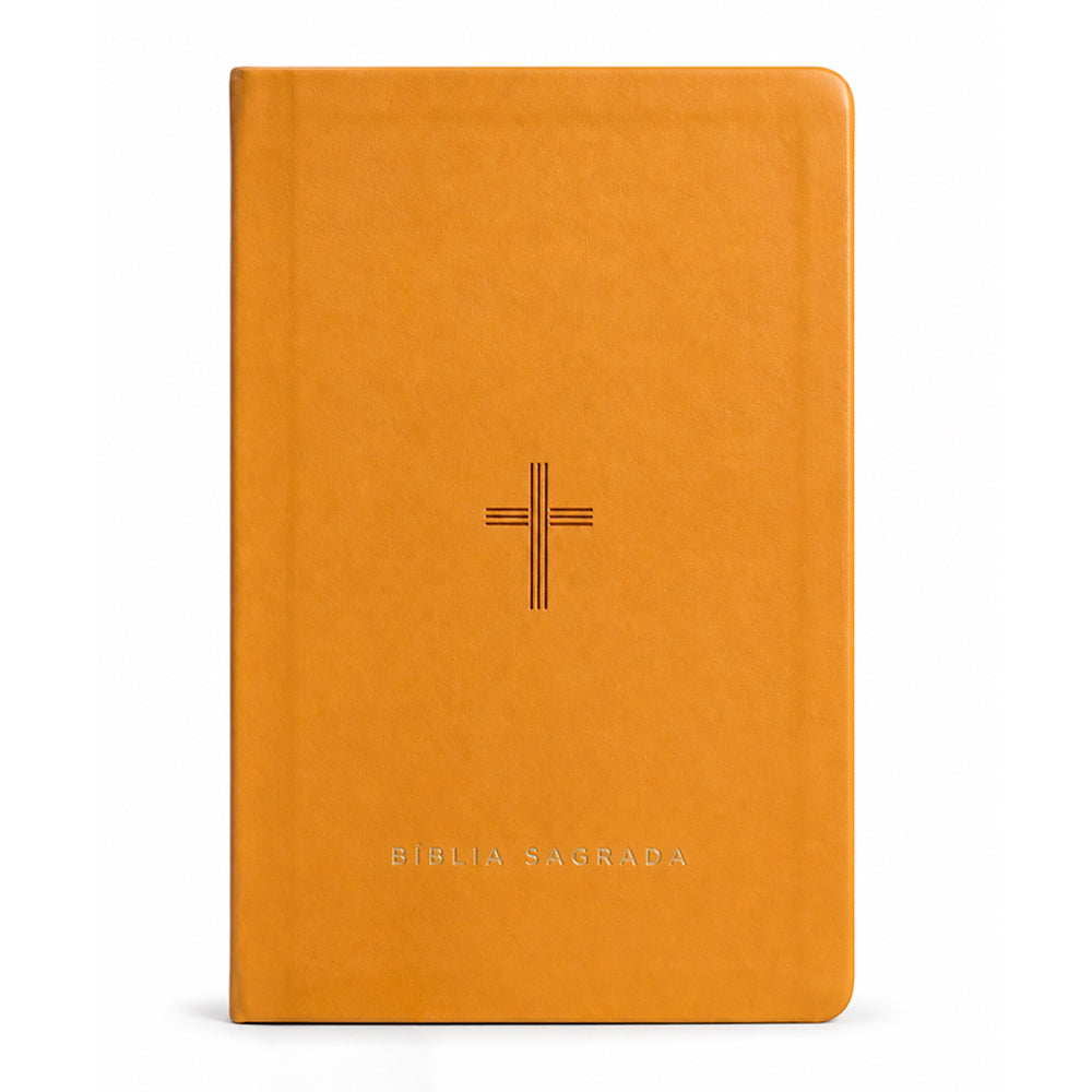 Bíblia Slim Cruz | NVT | Capa Luxo Caramelo