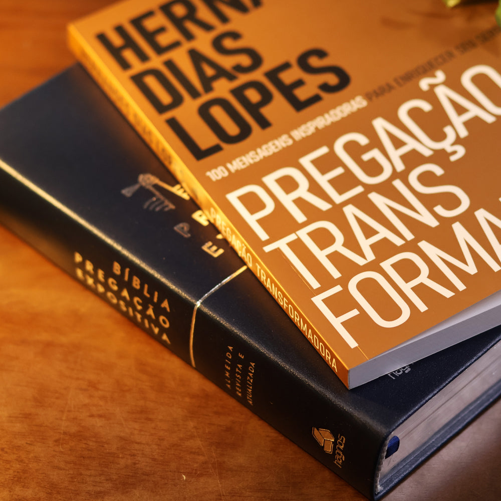 Kit Bíblia Pregação Expositiva | ARA | Luxo Azul + Pregação Transformadora Hernandes Dias Lopes
