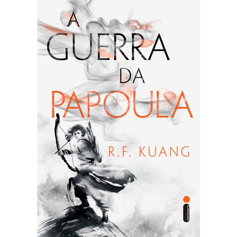 Livro A Guerra da Papoula, de R.F. Kuang, capa branca com guerreira e arco. — Plenitude