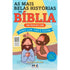 Livro As Mais Belas Histórias da Bíblia Interativa, de Geovana Muniz, capa azul e amarela com ilustrações bíblicas. — Plenitude
