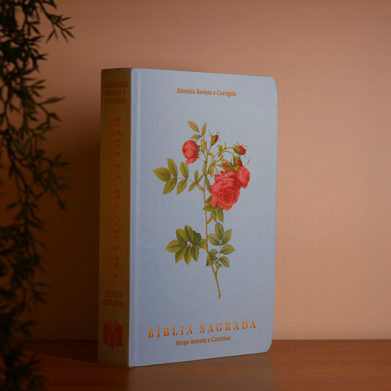 Bíblia Botão de Rosa | ARC | Letra Grande | Capa Dura | Harpa Avivada e Corinhos