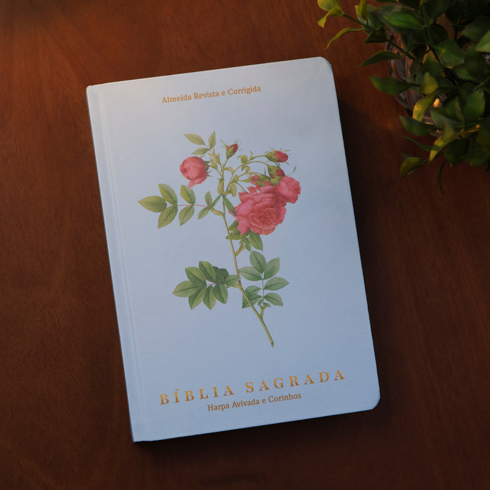 Bíblia Botão de Rosa | ARC | Letra Grande | Capa Dura | Harpa Avivada e Corinhos