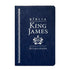 Bíblia King James Atualizada (KJA) Slim, capa luxo azul com detalhes em prata. — Plenitude