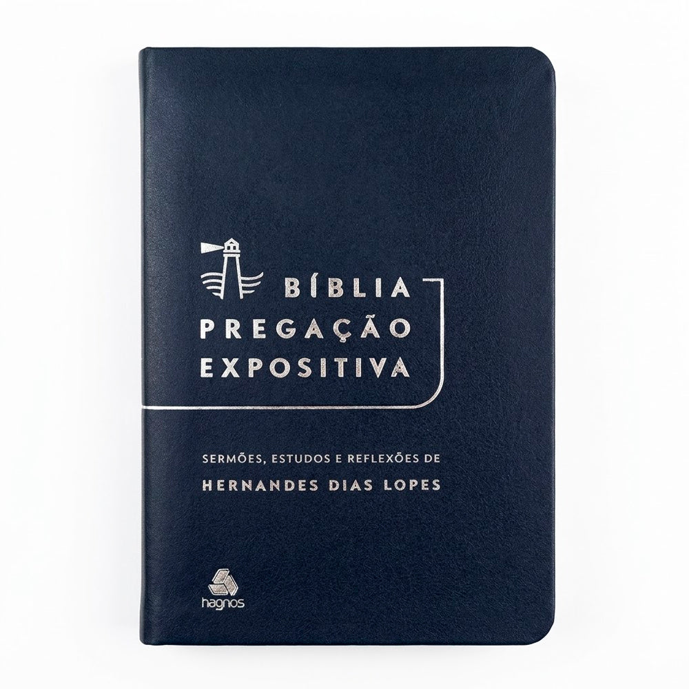 Bíblia Pregação Expositiva | ARA | Letra Normal | PU luxo azul | Hernandes Dias Lopes