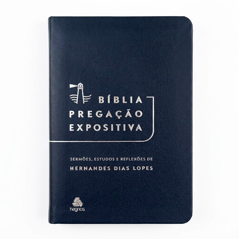 Bíblia Pregação Expositiva | ARA | Letra Normal | PU luxo azul | Hernandes Dias Lopes