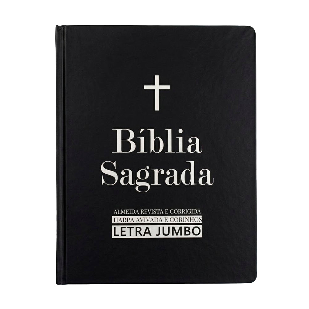 Bíblia Sagrada ARC, capa dura preta, letra Jumbo, com Harpa Avivada e Corinhos. — Plenitude