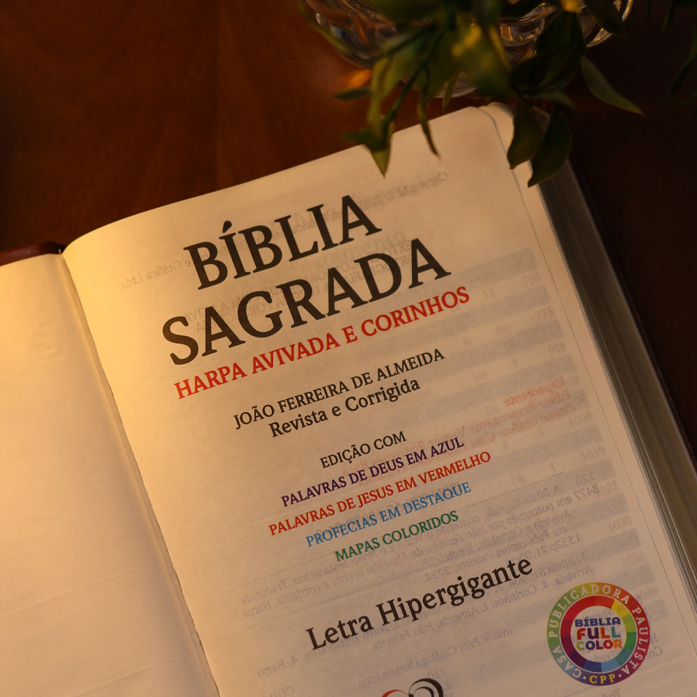 Bíblia Sagrada | ARC | Letra Hipergigante | Harpa Avivada e Corinhos | Capa PU Luxo Cruz Bordô