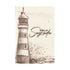 Bíblia Sagrada KJA, capa dura bege com ilustração de farol em tons de marrom e texto "Bíblia Sagrada" em destaque. — Plenitude