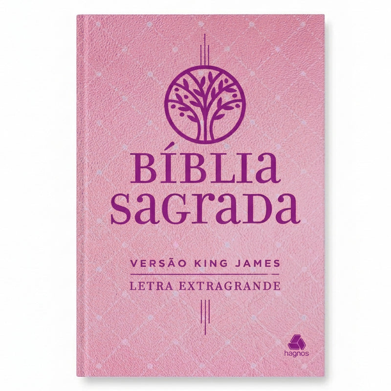 Bíblia Sagrada King James | KJC | Letra Extra Grande | Capa Dura Rosa