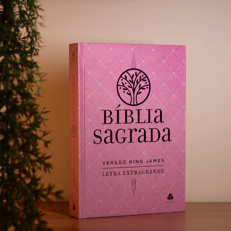 Bíblia Sagrada King James | KJC | Letra Extra Grande | Capa Dura Rosa