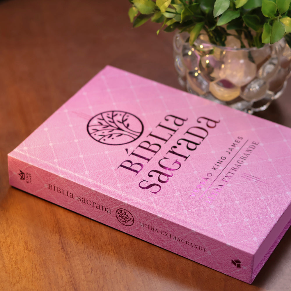 Bíblia Sagrada King James | KJC | Letra Extra Grande | Capa Dura Rosa