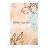 Bíblia Sagrada NTLH, capa brochura com fundo aquarelado em tons pastel e desenhos de flores em contorno marrom. — Plenitude