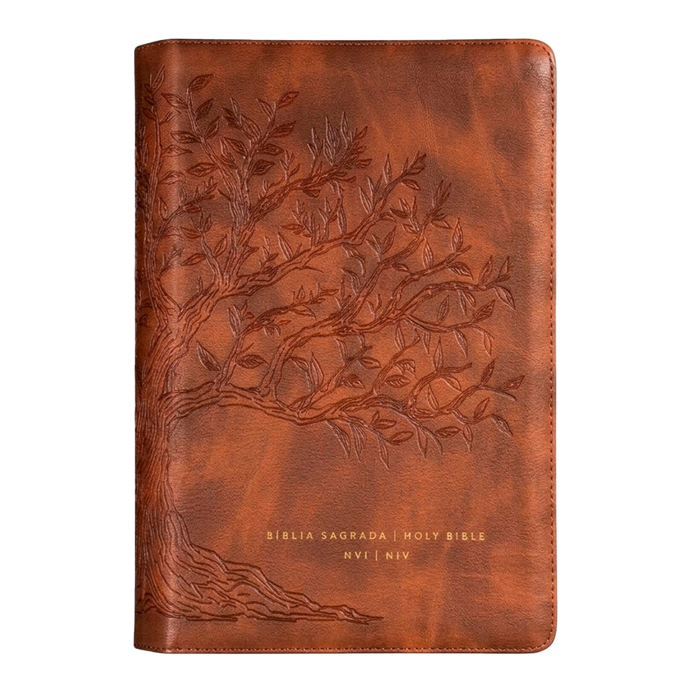 Bíblia Bilíngue | Português e Inglês | NVI | Leitura Perfeita | Capa Couro-soft Caramelo