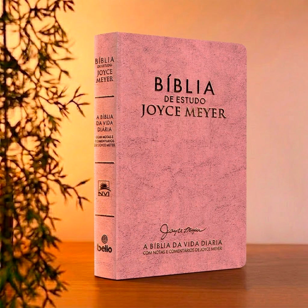 Kit Bíblia De Estudo Joyce Meyer | NVI | Letra Grande | Capa Rosa + Campo de Batalha da Mente | Joyce Meyer | Capa Dura Luxo