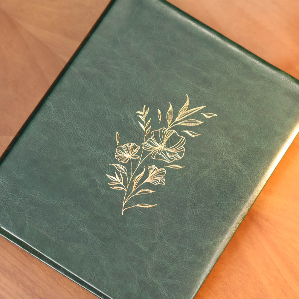 Kit Box Mulheres Viviane Martinello Capa Dura Luxo + Bíblia Mulheres Floral Verde Musgo NVT