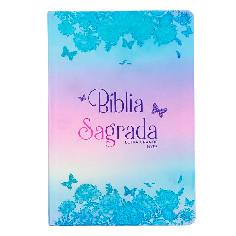 Bíblia Sagrada Borboletas | NVI | Letra Grande | Semi-Luxo Cor Metalizado