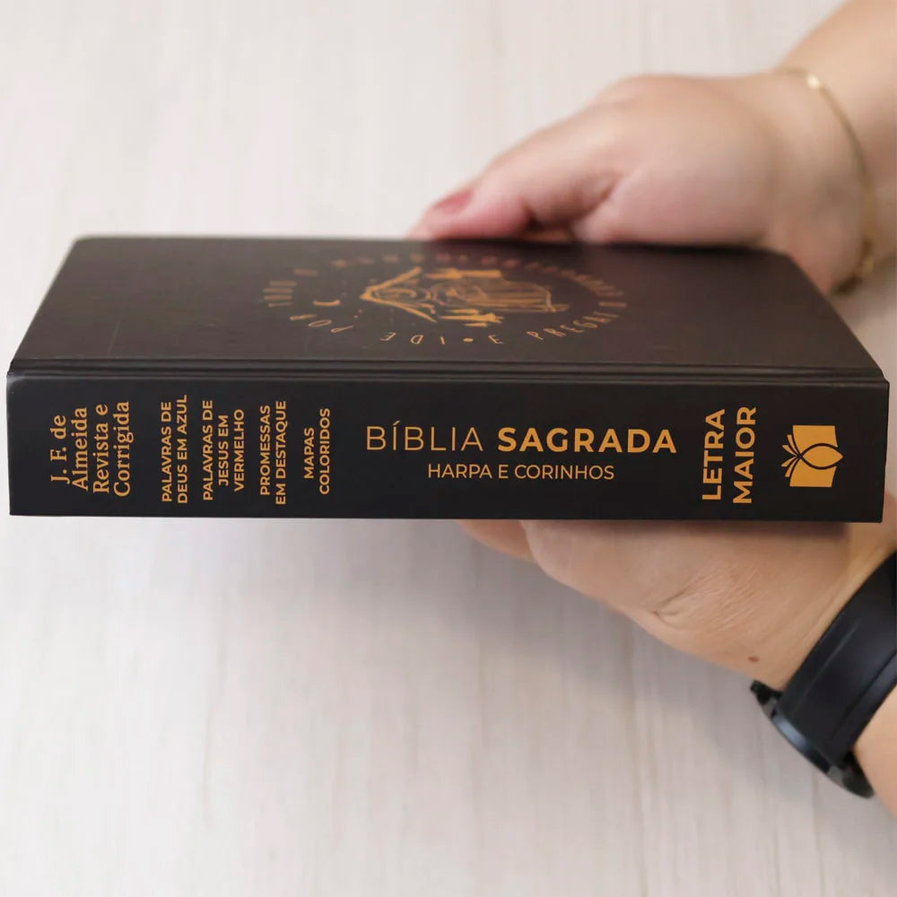 Kit Livro Bloco de Anotações | Capa Brochura e Bíblia Sagrada Ide | ARC | Letra Maior | Harpa e Corinhos | Capa Dura