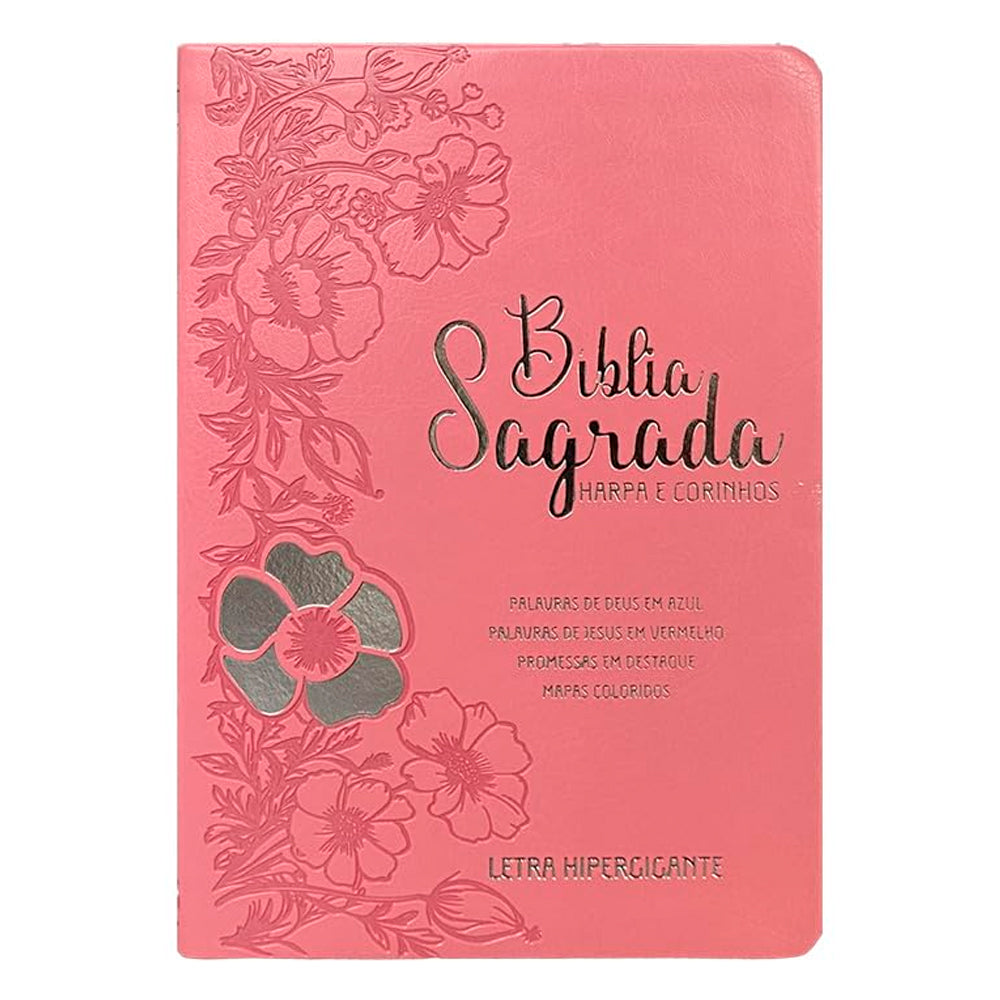Bíblia Sagrada | Letra Hipergigante | ARC | Harpa Avivada e Corinhos | C/ Índice |  Capa PU Luxo Flo