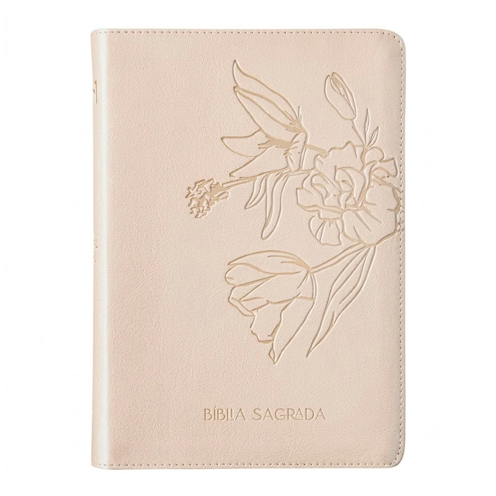 Bíblia The Purpose Book | A21 | Capa Couro Soft Bege Flores