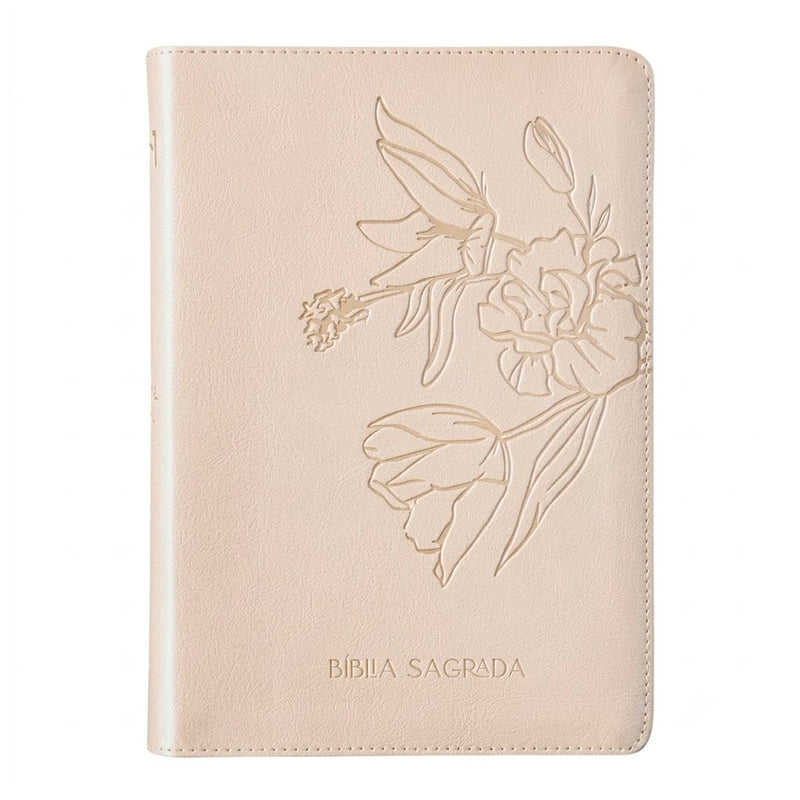 Bíblia The Purpose Book | A21 | Capa Couro Soft Bege Flores