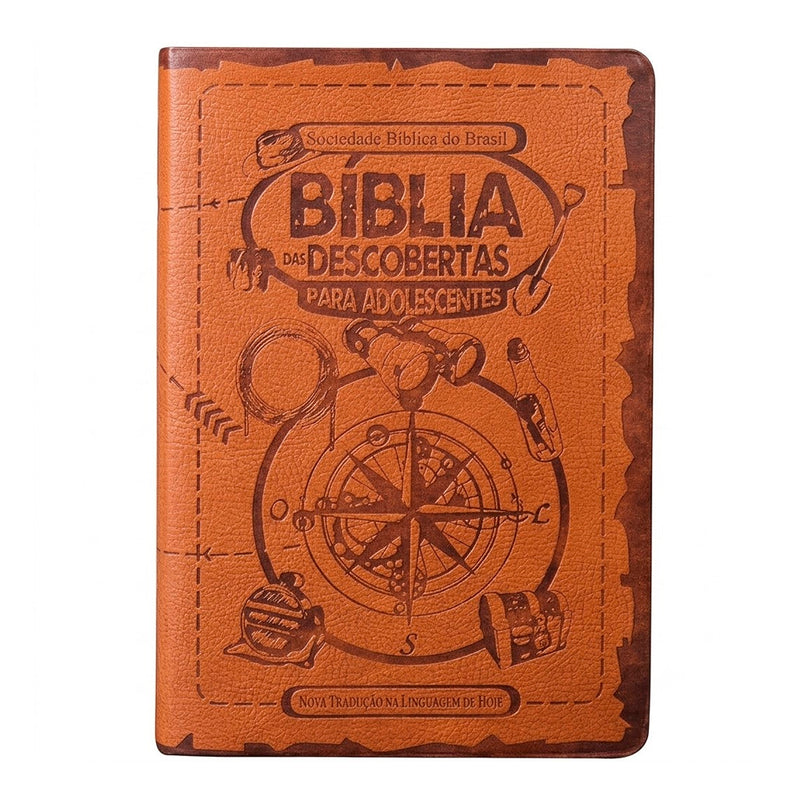Bíblia das Descobertas para Adolescentes | Letra Normal | NTLH | Capa Couro Marrom Claro Ilustrada